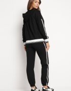  Set de Trening Negru Din bumbac Bluză tip hanorac și Pantaloni cu dungi laterale Cantoe