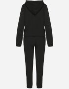  Set de Trening Negru Matlasat din Bumbac Bluză cu Glugă și Pantaloni tip jogger Evalisseia