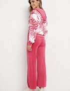  Set de Trening Roz din Velur Bluză cu imprimeu floral și Pantaloni largi Taniussa