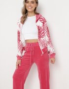  Set de Trening Roz din Velur Bluză cu imprimeu floral și Pantaloni largi Taniussa