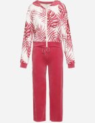  Set de Trening Roz din Velur Bluză cu imprimeu floral și Pantaloni largi Taniussa