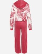  Set de Trening Roz din Velur Bluză cu imprimeu floral și Pantaloni largi Taniussa