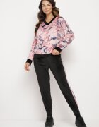  Set de trening Roz și Negru din Velur Bluză cu Model Abstract Pantaloni cu Lampase Ivalaria
