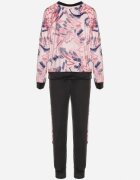  Set de trening Roz și Negru din Velur Bluză cu Model Abstract Pantaloni cu Lampase Ivalaria