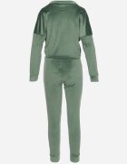  Set de trening Verde din velur bluză scurtă și pantaloni cu inserții cu imprimeu leopard Kilima