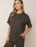  Set Din bumbac Verde închis Bluză cu despicături laterale și Pantaloni largi cu elastic în talie Undrea