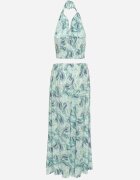  Set din bumbac Verde Top cu bretele cu elastic în talie Pantaloni Palazzo largi Hoadia
