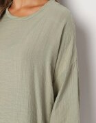  Set din vascoză verde deschis Pantaloni largi cu elastic în talie Bluză cu croială liliac Odrina