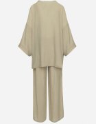  Set din vascoză verde deschis Pantaloni largi cu elastic în talie Bluză cu croială liliac Odrina