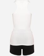  Set fitness Alb-Negru Din bumbac Top și Pantaloni scurți cu elastic în talie Oaphne