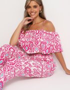  Set Fucsia De bumbac Bluză cu bretele Pantaloni cu elastic în talie Charivia