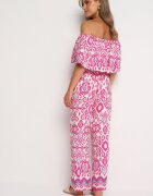  Set Fucsia De bumbac Bluză cu bretele Pantaloni cu elastic în talie Charivia
