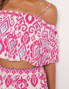  Set Fucsia De bumbac Bluză cu bretele Pantaloni cu elastic în talie Charivia