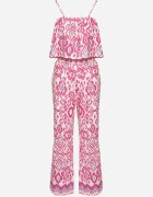  Set Fucsia De bumbac Bluză cu bretele Pantaloni cu elastic în talie Charivia