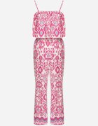  Set Fucsia De bumbac Bluză cu bretele Pantaloni cu elastic în talie Charivia