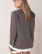  Set Gri cu Dungi Subțiri Fustă Plisată Vestă și Sacou Dassemi