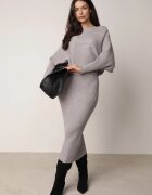  Set Gri Rebrat din Viscoză Bluză tip liliac Fustă cu elastic în talie Zortia