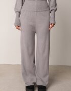  Set Gri Tricotat cu vâscoză Bluză golf cu manșete și Pantaloni Largi Noridra