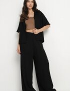  Set Negru Cămașă cu mânecă scurtă și guler și Pantaloni lungi Broretta