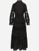  Set Negru De dantelă din viscoză Fustă și Bluză cu inserții ajurate Mintta