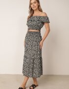  Set Negru Din 2 piese De bumbac cu Fustă și Top stil spaniol Ollija