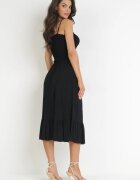  Set Negru din 2 piese Top și Fustă Midi din Bumbac Alrema