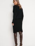  Set Negru din Tricot Reiat cu Cardigan și Rochie Elarisa