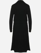  Set Negru din Tricot Texturat Pulover cu Guler Semi-Înalt și Fustă Evazată Evaleria