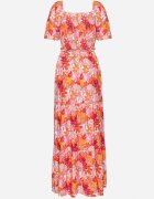  Set Portocaliu cu Top și Fustă Maxi cu Imprimeu Floral Savanasa
