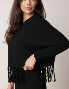  Set Reiat Negru din Viscoză cu Rochie Mulată și Bluză cu Franjuri Vaithara