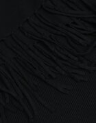  Set Reiat Negru din Viscoză cu Rochie Mulată și Bluză cu Franjuri Vaithara