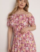  Set roz din 2 piese din bumbac cu flori cu top și fustă Odeleti