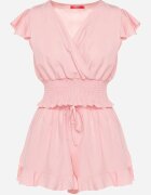  Set Roz tip plic Top cu elastic în talie Pantaloni scurți cu elastic în talie și volan Nestalie