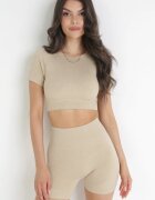  Set Sportiv Bej cu Top și Pantaloni scurți Maden