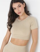  Set Sportiv Bej cu Top și Pantaloni scurți Maden