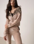  Set Trening Bej Din 2 Piese cu Imprimeu Animal Bluză cu Glugă și Pantaloni cu Buzunare Arieli