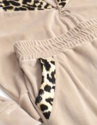  Set Trening Bej Din 2 Piese cu Imprimeu Animal Bluză cu Glugă și Pantaloni cu Buzunare Arieli