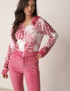  Set Trening Roz din Velur Bluză cu Glugă cu Model Decorativ și Pantaloni Grouvia