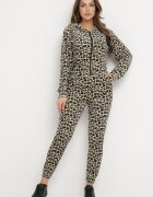  Set Trening Verde-Bej cu Leopard din Tricot Velur Alermi