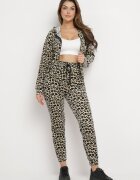  Set Trening Verde-Bej cu Leopard din Tricot Velur Alermi