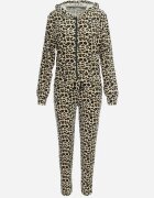  Set Trening Verde-Bej cu Leopard din Tricot Velur Alermi