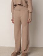  Set Tricotat Bej cu Viscoză Bluză tip golf cu elastic și Pantaloni largi Noridra