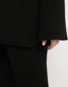  Set Tricotat Negru cu Vâscoză Pulover și Pantaloni cu elastic în talie și Fante Malwiya