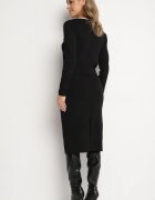 Set tricotat negru cu viscoză Fustă mulată Cardigan cu nasturi și Top Emarilith