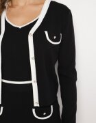  Set tricotat negru cu viscoză Fustă mulată Cardigan cu nasturi și Top Emarilith