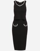  Set tricotat negru cu viscoză Fustă mulată Cardigan cu nasturi și Top Emarilith
