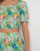  Set Verde cu Top și Fustă Maxi cu Imprimeu Floral Savanasa