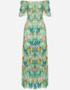  Set Verde cu Top și Fustă Maxi cu Imprimeu Floral Savanasa