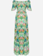  Set Verde cu Top și Fustă Maxi cu Imprimeu Floral Savanasa