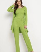  Set Verde deschis din Material Reiat Cămașă Top și Pantaloni Largi Ratels